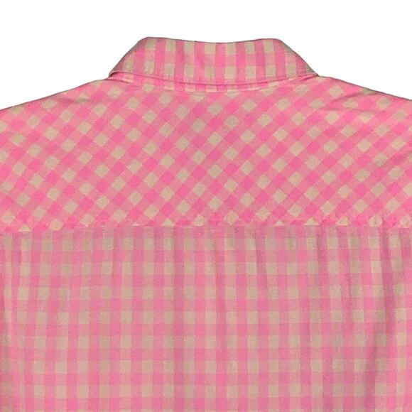 J. Crew Womens Boy Fit Perfect Shirt Bright Pink Ivory Plaid Gingham Button Up 4 - Picture 10 of 13